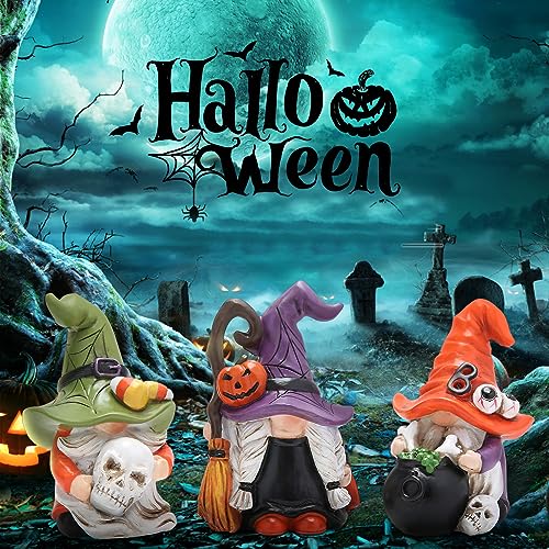 Halloween Gnome Decorations Set - Handmade Elf Figurines with Multicolor Accents
