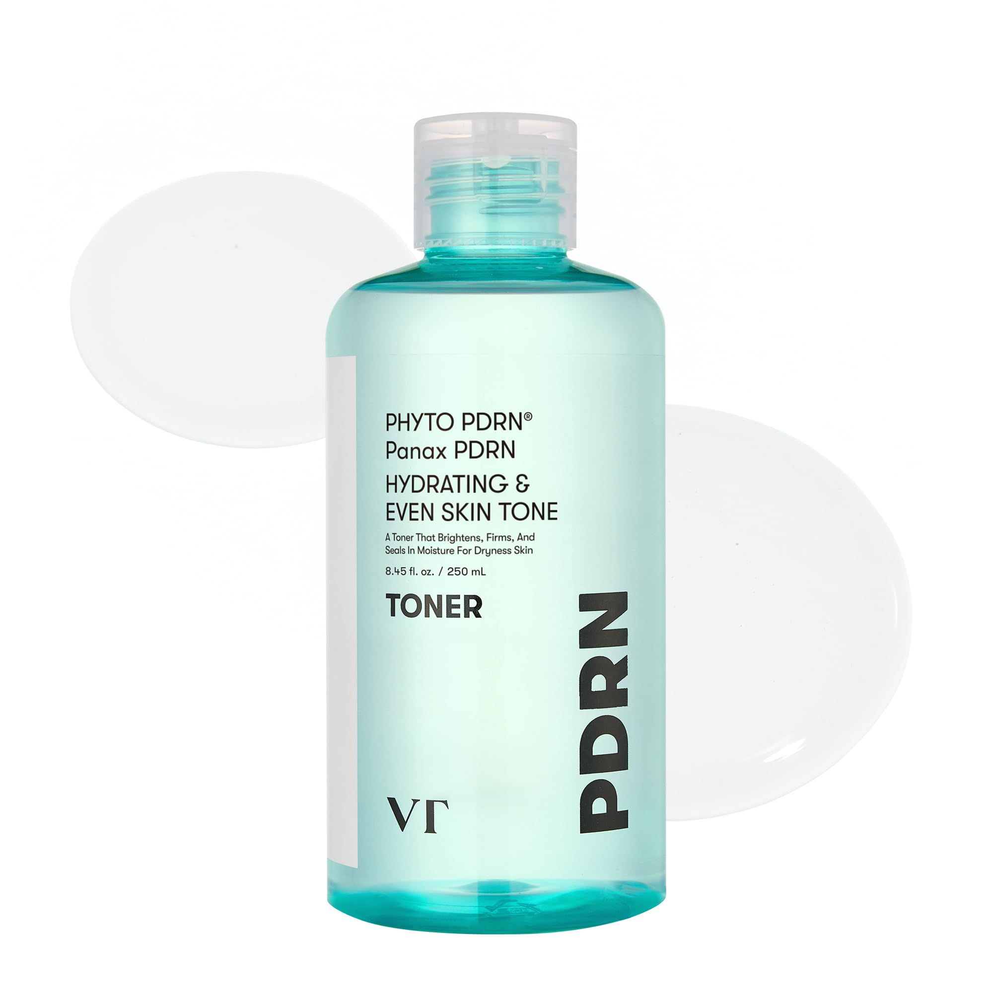 VT COSMETICS PDRN Toner, Hydrating Facial Toner with 50,000ppm Vegan PDRN, Korean Wild Ginseng, Niacinamide & Panthenol, Lightweight, Fragrance-Free, Skin Soothing, Korean Skincare (8.45 fl. oz.)