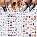 Halloween Nail Stickers Set - 9 Sheets Ghost Spider Web Bats - Halloween 9swcs