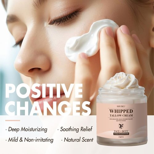 Beef Tallow for Skin with Honey Balm – All-Natural Moisturizer Hydrates and Nourishes the Skin, Whipped Grass-fed Beef Tallow Honey Balm blend - Ultra-Nourishing Moisturizer for Face, Body & Hands.