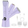 Bikini Trimmer for Women, Electric Razor for Pubic Hair 3-in-1, Bikini Shaver for Legs Body Hair, Womens Electric Razor IPX6 Waterproof, Gifts for Women,Purple