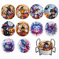 Gorgeous Halloween Diamond Art Coasters Kit - 10 pcs with Stand