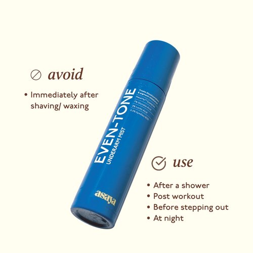 Asaya Even Tone Mist for Dark Underarms | 7% Glycolic Acid With 3% Lactic Acid & MelaMe™ | Spray For Underarm Pigmentation Removal | Helps Fades dark patches & Controls Odour | 3.38 Fl Oz