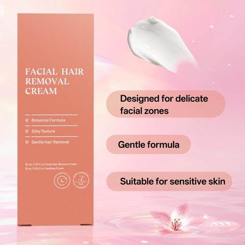 Facial Hair Removal Cream for Women, Painless & Flawless Depilatory Cream for Face Upper Lip Chin Hair Remover, Gentle Formula for Sensitive Skin (1 pcs)