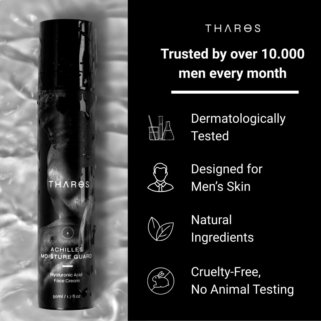 THAROS Men's Face Cream - Hydrating Hyaluronic Acid Formula for Normal & Dry Skin | 1.7 fl. oz.