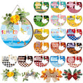 Interchangeable Seasonal Welcome Sign with Goose & Light Brown Wreath - 12x12 Inches