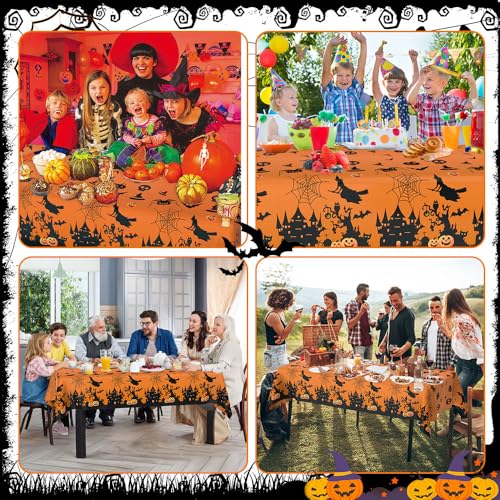 Halloween 2 Pcs Plastic Tablecloths - Waterproof Rectangle Party Cover