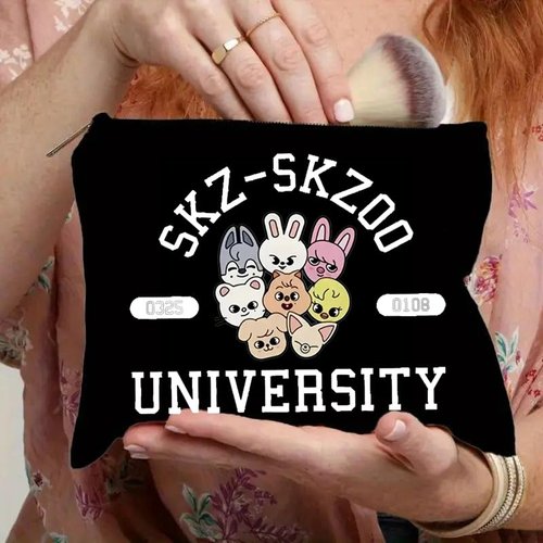 MONNYCAR Stay Fandom University Makeup Bag - SKZ K-POP Group Gift for Fans - STAY Character Cosmetic Bag - K-POP Fans Gift - Double-sided Printing (2PCS)