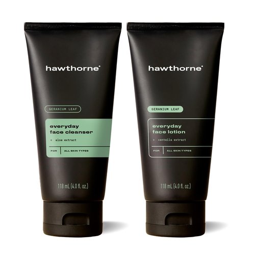 Hawthorne Everyday Men’s Skin Care Kit. Men’s Facial Care Kit with Face Wash Cleanser and Face Moisturizer Daily Face Routine For Men. Natural, Non-Toxic, Paraben Free, Phthalate Free. 4 Fl. Oz. Each.