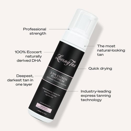 Loving Tan Platinum Self Tanning Mousse | Darkest 2 HR Express Formula - Streak Free, 6.7 Fl Oz
