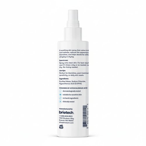 BRIOTECH Topical Skin Spray, Hypochlorous Acid Spray for Sensitive Skin, HOCl Facial Mist, Full Body Support Against Irritation, Calm Redness, Soothe Foot & Scalp, 8.5 oz (2 Pack)