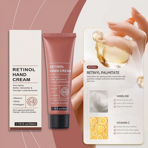 Regine Switzerland Retinol Hand Cream - Anti-Aging Formula with Collagen for Dry, Chapped Hands | 50g