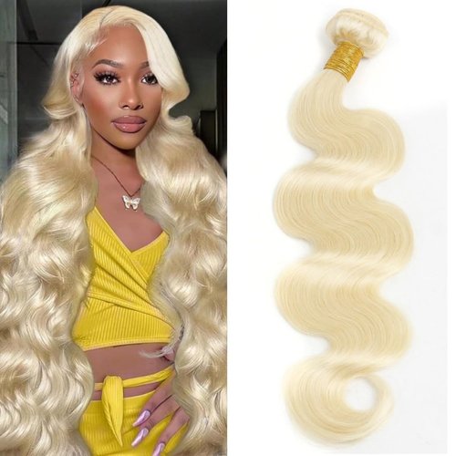 613 Blonde Body Wave Bundles Human Hair 14 Inch 613 Bundle 100% Unprocessed 12A Grade Brazilian Virgin Hair Bundles 1 Single Bundle Human Hair 613 Blonde Bundle Human Hair Extensions for Women