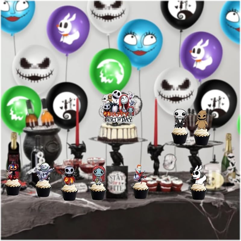 Nightmare Cake Decorations Set with Cupcake Toppers for Birthday Party