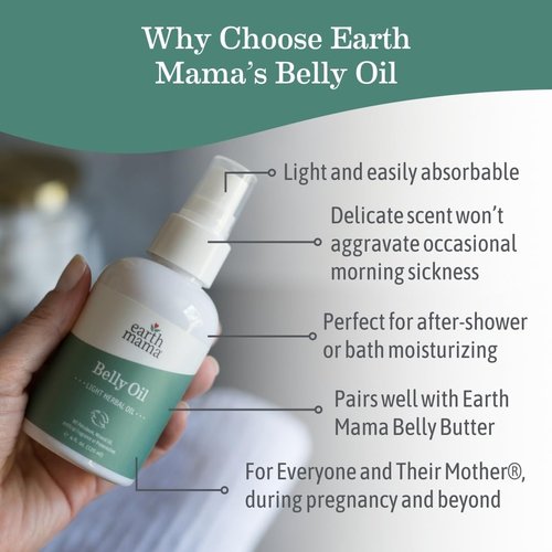 Earth Mama Belly Oil - Calendula Moisturizer for Dry Skin | Promotes Elasticity & Prevents Stretch Marks, 4 Fl Oz