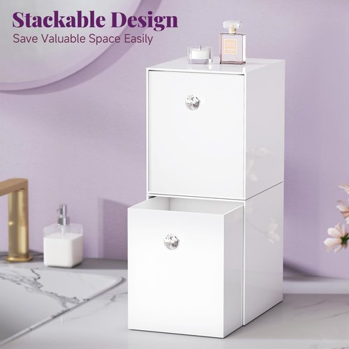 Delamu Clean Skin Club Face Towels Holder, Stackable Acrylic Organizer Compatible with Clean Skin Club Towel XL, Bathroom Vanity, Dresser Holder, Dustproof Multipurpose for Makeup, Skincare, White