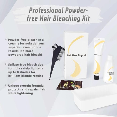 Skiennix Gentle Cream Hair Bleach Kit - Ammonia-Free, No-Drip Lightening, Lifts Up to 8 Levels