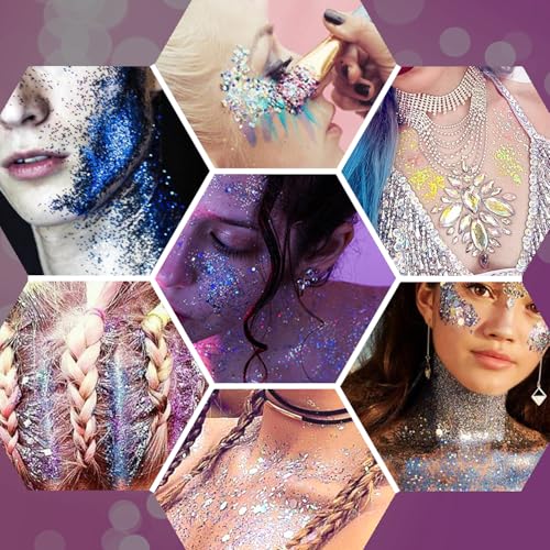 Black & White Body Glitter Gel - 2PCS Halloween Face & Body Makeup Glitter