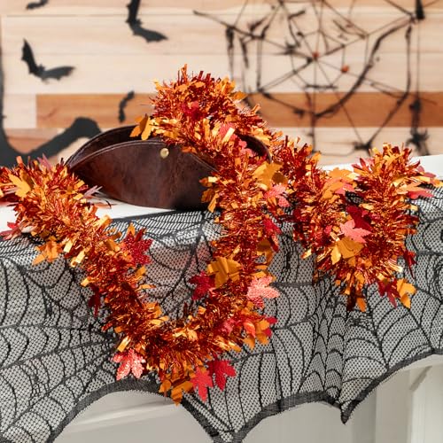20ft Maple Leaf Tinsel Garland for Autumn Thanksgiving Halloween Decorations