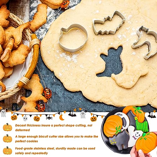 12Pcs Halloween Cookie Cutters Set - Stainless Steel Shapes for Baking & Crafts