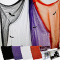 Halloween Creepy Cloth Decoration Set with Spider Web and 3D Bats - Indoor Outdoor Horror Scene Decor
