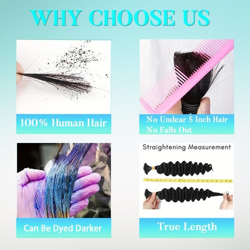 Human Braiding Hair 1B Deep Wave Boho Bulk Human Hair for Braiding Knotless 110g 18 Inch Curly Boho Braids Human Hair 12A Wet and Wavy Bohemian 2 No Weft Bundles/Pack Curly Braids Natural Color
