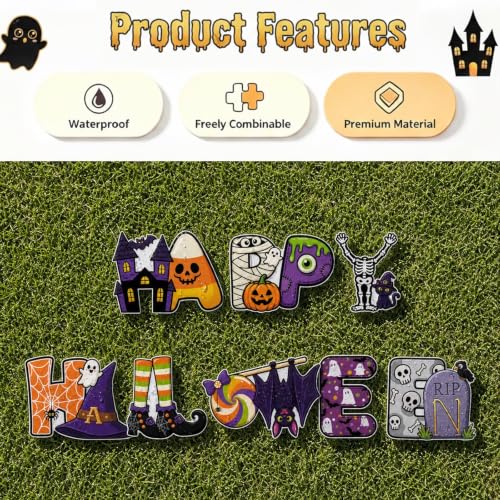 8 Pcs Halloween Yard Sign Set with Cartoon Designs - Outdoor Lawn Decorations