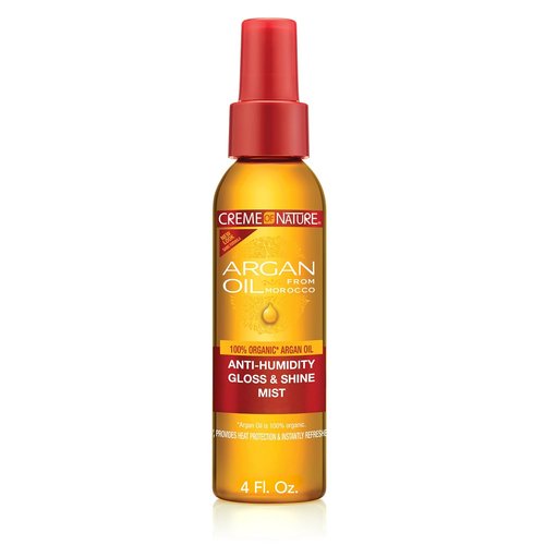 Creme of Nature Anti-Humidity Gloss & Shine Mist - Lightweight Frizz Control & Heat Protection | 4 oz, Organic Argan Oil