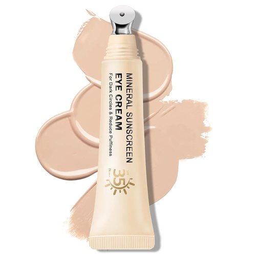 Skiennix Mineral Sunscreen Eye Cream - 3-in-1 Under Eye Treatment for Puffiness & Dark Circles | SPF 35 (Light)