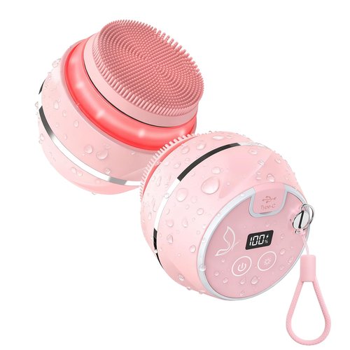 Peledic Face Cleansing Brush, Waterproof Silicone Facial Cleansing Brush, 6 Modes, 3 Light Effect, Rechargeable Electric Exfoliator Deep-Clean Scrubber for Women and Men