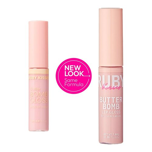 Ruby Kisses Lip Gloss - Non-Sticky Butter Bomb with Vitamin E | Natural Nude Makeup - 7.8mL