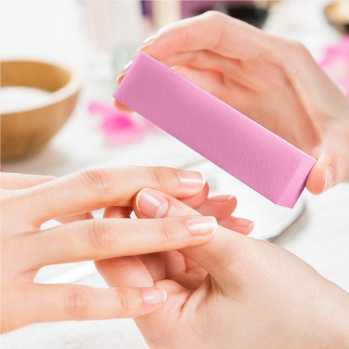 Senkary 12 Pack Nail Buffer Block 4 Sided Professional Nail File Sanding Block Buffing Blocks for Natural and Acrylic Nails (Pink)