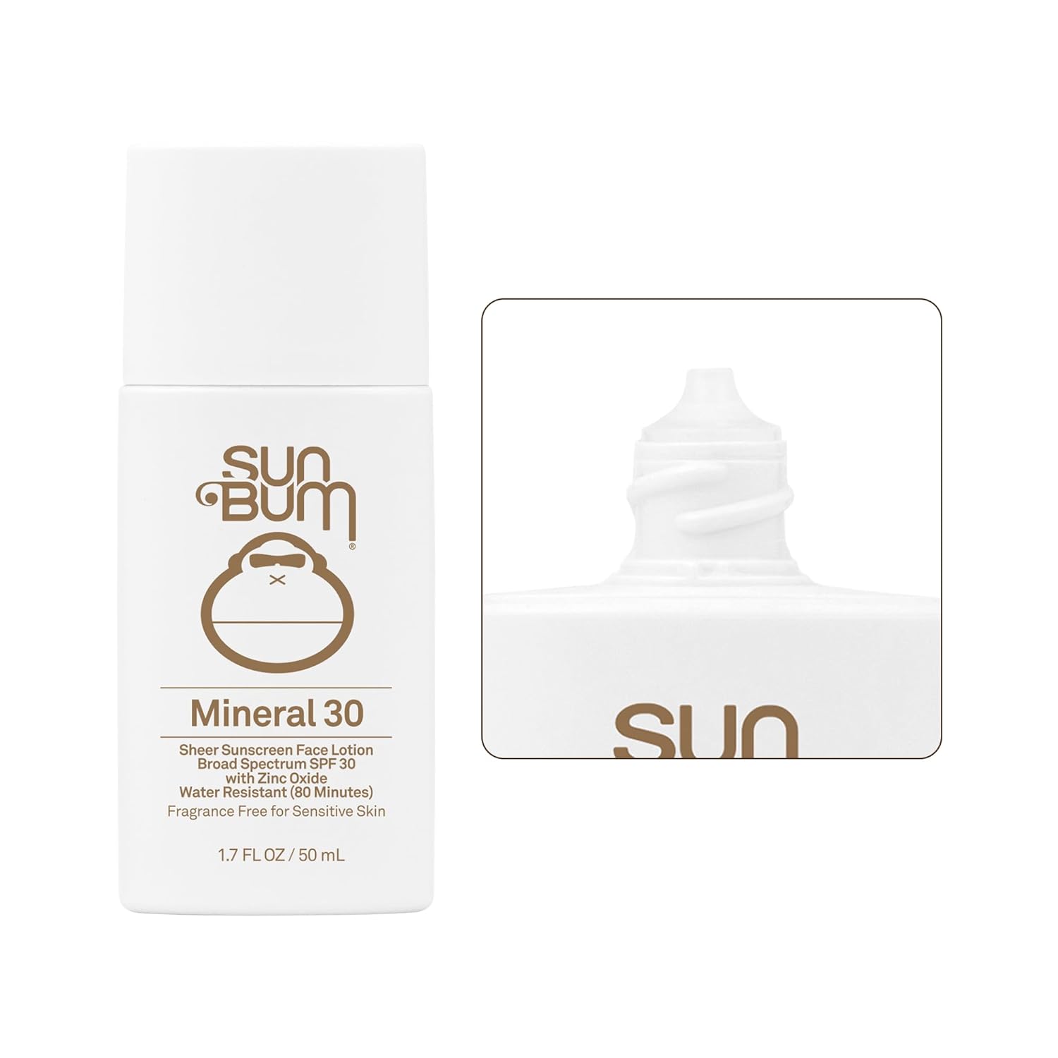 Sun Bum Mineral SPF 30 Face Sunscreen Lotion - Fragrance-Free, Broad Spectrum Protection - Travel Size 1.7 oz