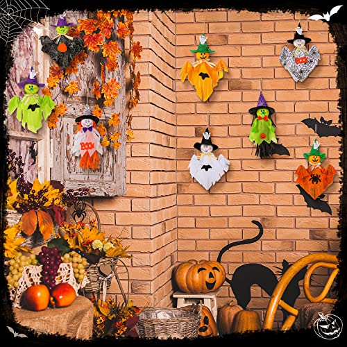 Halloween Hanging Ghost and Pumpkin Decorations, Set of 9 - Spooky Tree Decor