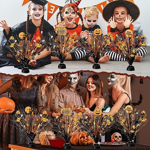8 Pcs Halloween Foil Spray Centerpieces with Pumpkin & Castles - Orange Black