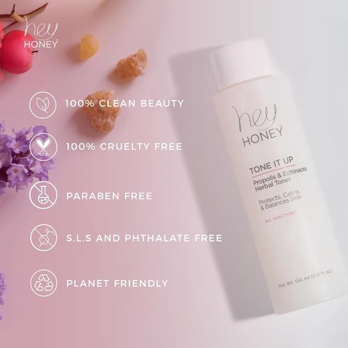 Hey Honey Tone It Up Facial Toner - Propolis, Echinacea & Niacinamide | Soothes Redness & Hydrates | 5.0 oz