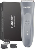 MANSPOT Pubic Hair Trimmer for Men Gilded Gray，Replaceable Ceramic Blade Heads, Waterproof Wet/DryTrimmer for Men, 90 Minutes Shaving
