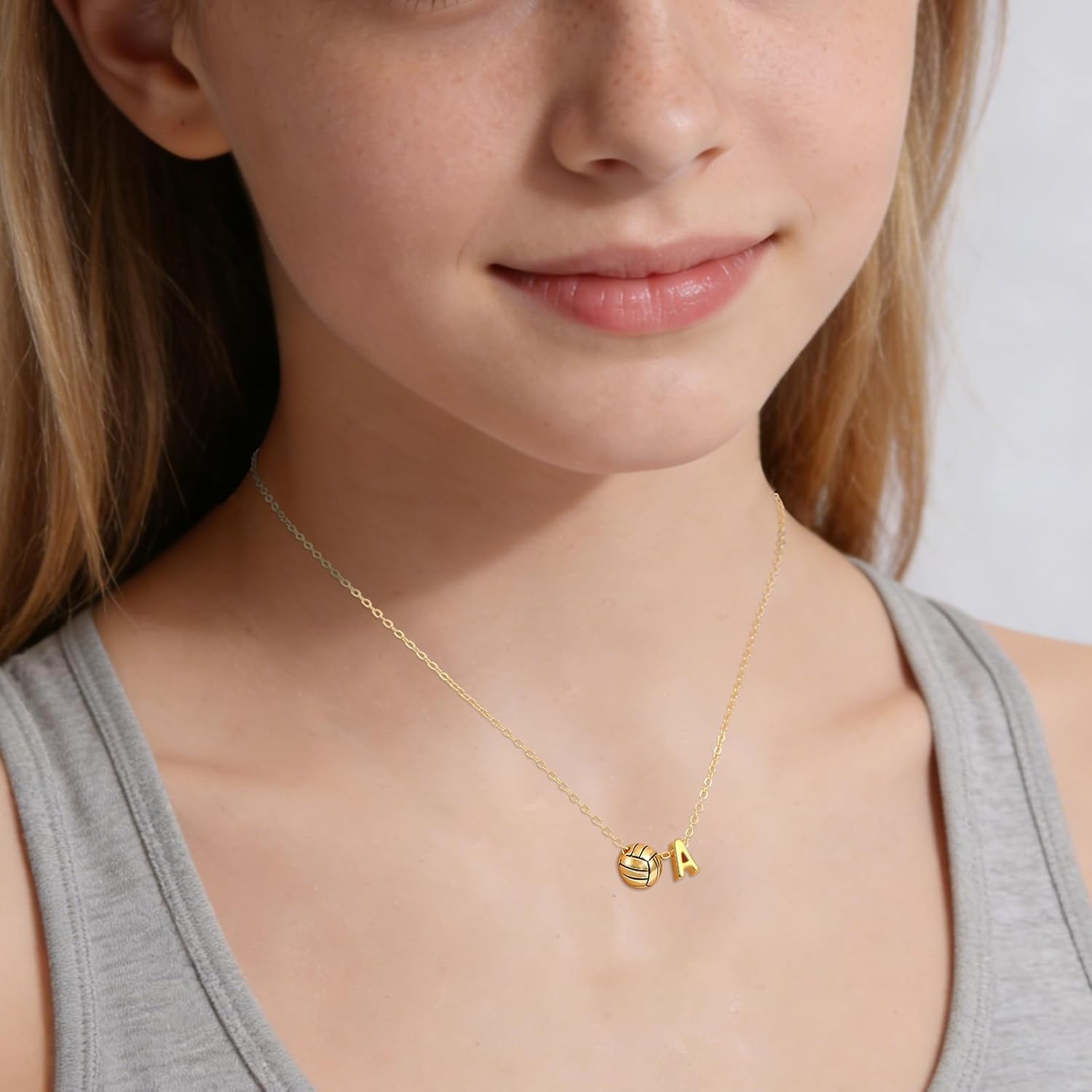 Volleyball Initial Necklace by [Brand Name] - Personalized A-Z Letter Design | Perfect Gift for Volleyball Lovers