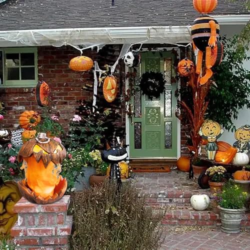 Halloween Animatronic Pumpkin Decoration with LED Eyes and Surprising Pop-Up Mouth - Outdoor & Indoor Spooky Yard Light