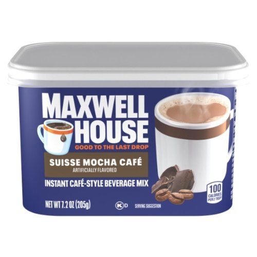 Maxwell House Suisse Mocha Cafe Beverage Mix - Caffeinated, 7.2 oz Can | Pack of 4