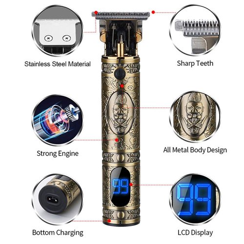 daydayone Beard Trimmer Hair Clippers for Men, Professional T-Blade Trimmer Cordless Rechargeable Hair Edgers Clippers Electric Beard Shaver with LED Display