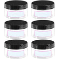 8 oz Plastic Container Jars with Labels, 6 Pcs Empty Round Cosmetic Containers with Black Lid for Cream, Body Butter, Makeup, Travel Samples (Clear)