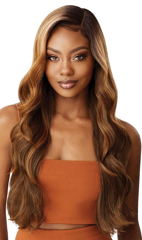 Outre LACEFRONT COLORBOMB Long Body Wave Exclusive Salon-Designed Blonde Shades Pre-Plucked Soft Swiss Lace Natural Baby Haur Heat Resisitant Synthetic - KIMANI (3DRFFBTRBL)