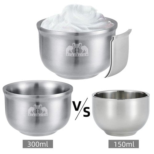Grandslam Shaving Soap Bowl, 304 Heavy Duty Stainless Steel Shaving Lather Bowl for Men, Double Layer Heat Preservation, Create Rich Shaving Cream and Keep Your Lather Warm