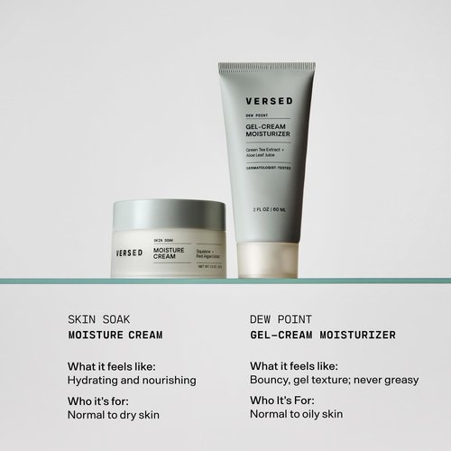 Versed Skin Soak Rich Moisture Face Cream - Daily Facial Moisturizer with Squalane Oil, Hyaluronic Acid, Vitamin E + Red Algae - Smooth, Non-Greasy Night Cream for Aging, Dry Skin - Vegan (1.5 oz)