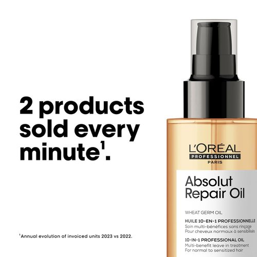 L'Oreal Professionnel Paris Absolut Repair 10-in-1 Oil - Nourishing Hair Oil for Dry, Damaged Hair | Repairs & Adds Shine