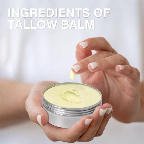 MROUVIK Beef Tallow, Beef Tallow for Skin, Beef Tallow Moisturizer, Beef Tallow Balm for Face Moisturizer Grass Fed for All Purpose Balm, Natural Beef Tallow Lotion for Skin Care (2.5oz)