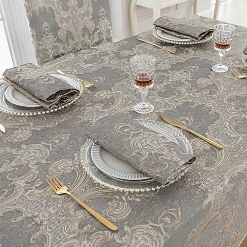 Grey Damask Cloth Napkins Set of 4 - 18 x 18 Inches - Elegant Table Decor