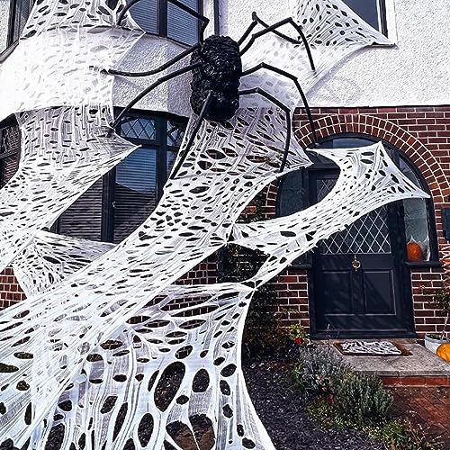 Giant Spider Web Netting 4lb Halloween Decoration 1900 sqft - Outdoor Use, CMKTA Variation
