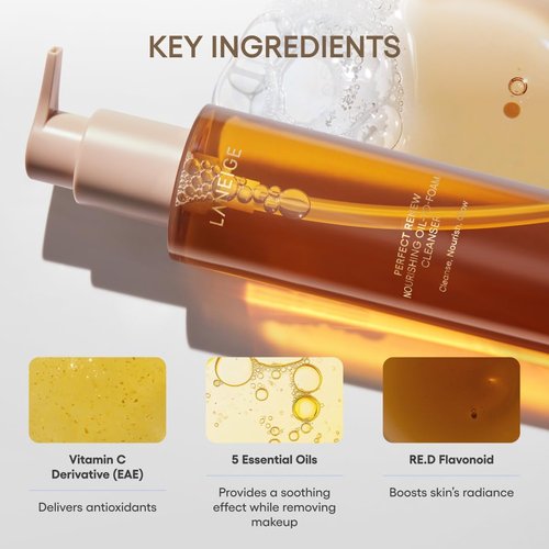 LANEIGE Perfect Renew Nourishing Oil-to-Foam Cleanser - 2-in-1 Anti-Aging Face Wash for Radiant Skin